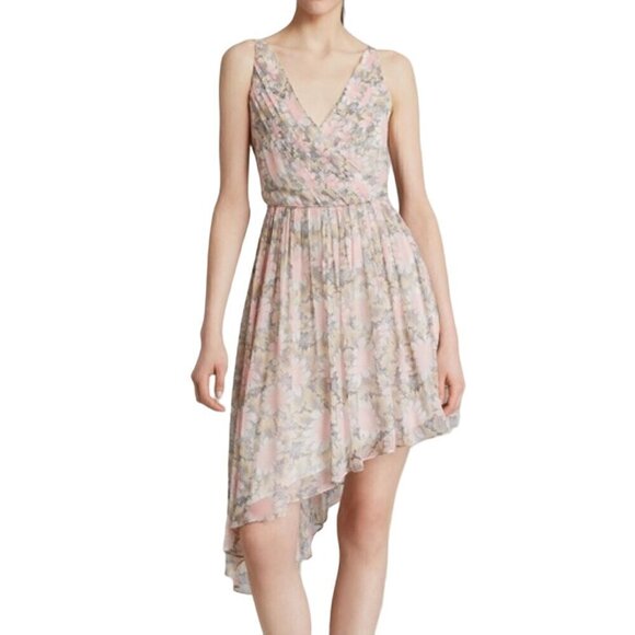 Elizatbeth and James Manette Floral‎ Print Silk Chiffon Mini Dress,  Size 8 - Picture 1 of 14